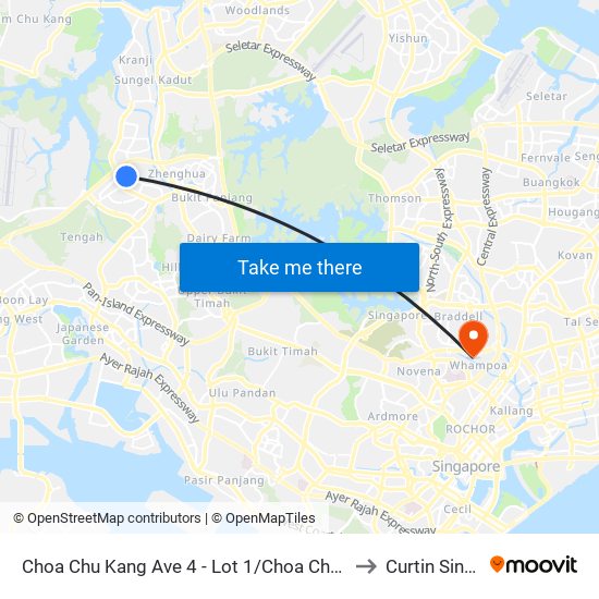 Choa Chu Kang Ave 4 - Lot 1/Choa Chu Kang Stn (44539) to Curtin Singapore map