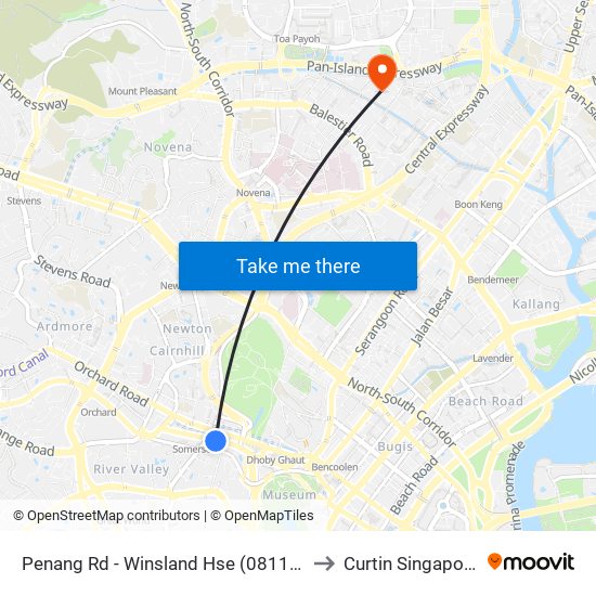 Penang Rd - Winsland Hse (08111) to Curtin Singapore map