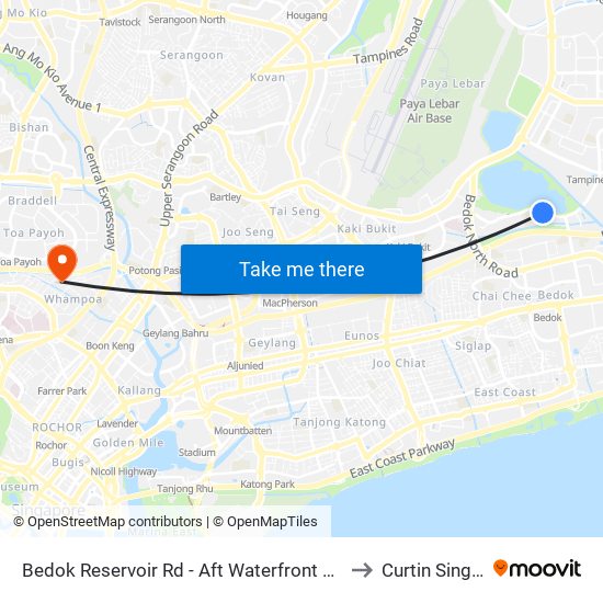 Bedok Reservoir Rd - Aft Waterfront Waves (84639) to Curtin Singapore map