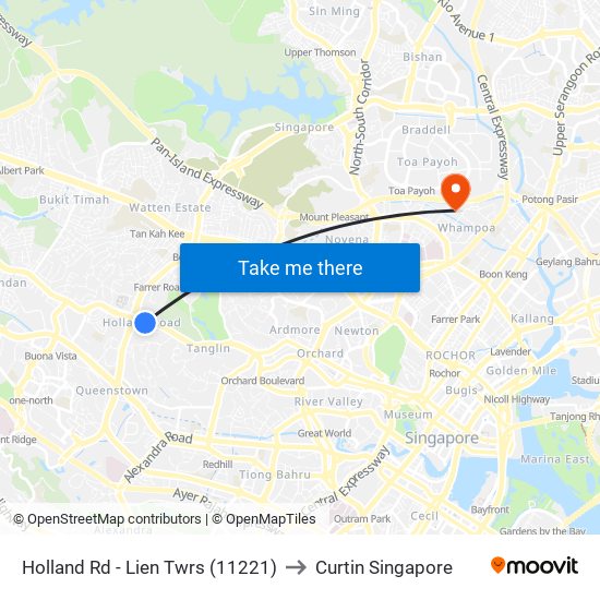 Holland Rd - Lien Twrs (11221) to Curtin Singapore map