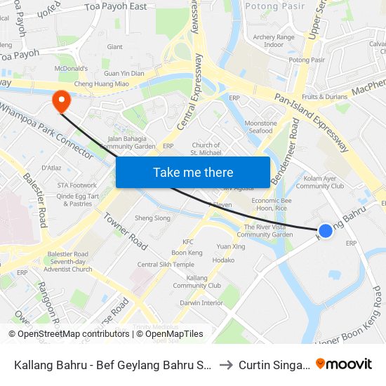 Kallang Bahru - Bef Geylang Bahru Stn (60031) to Curtin Singapore map