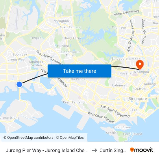 Jurong Pier Way - Jurong Island Checkpt (21099) to Curtin Singapore map