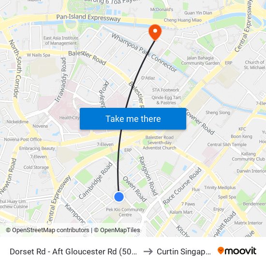 Dorset Rd - Aft Gloucester Rd (50321) to Curtin Singapore map