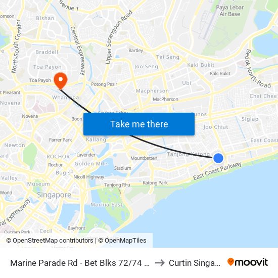 Marine Parade Rd - Bet Blks 72/74 (92059) to Curtin Singapore map