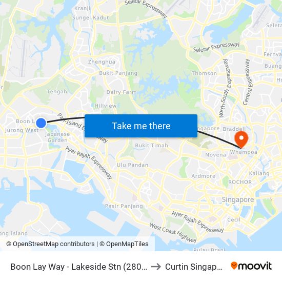 Boon Lay Way - Lakeside Stn (28091) to Curtin Singapore map