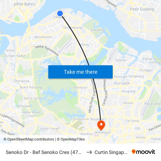 Senoko Dr - Bef Senoko Cres (47091) to Curtin Singapore map