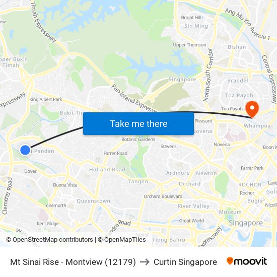 Mt Sinai Rise - Montview (12179) to Curtin Singapore map