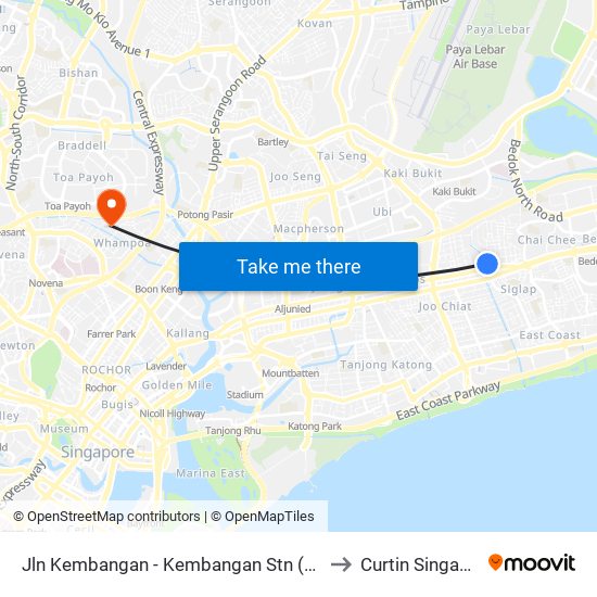 Jln Kembangan - Kembangan Stn (83321) to Curtin Singapore map