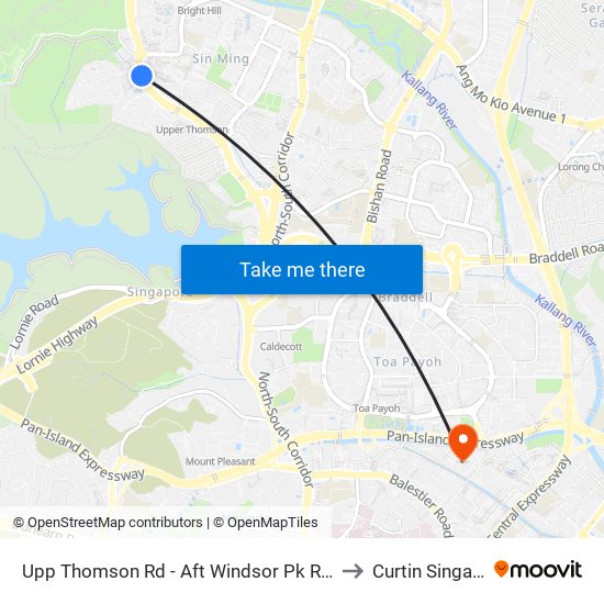 Upp Thomson Rd - Aft Windsor Pk Rd (53069) to Curtin Singapore map