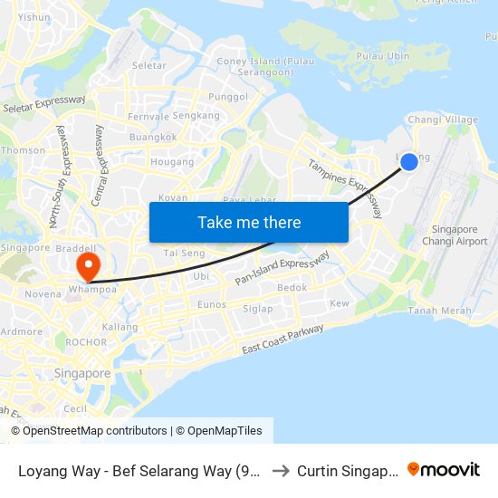 Loyang Way - Bef Selarang Way (97091) to Curtin Singapore map