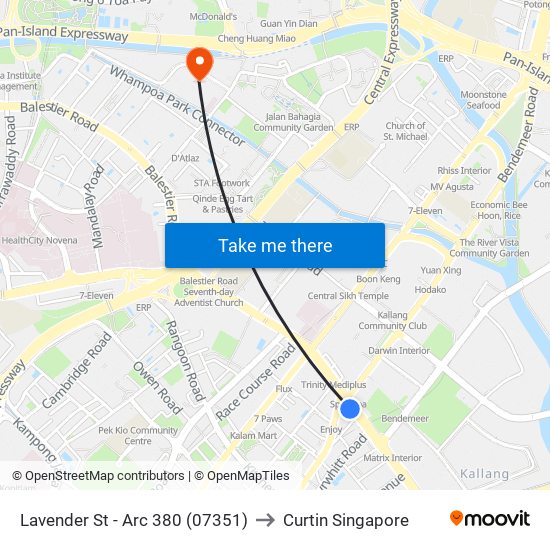 Lavender St - Arc 380 (07351) to Curtin Singapore map