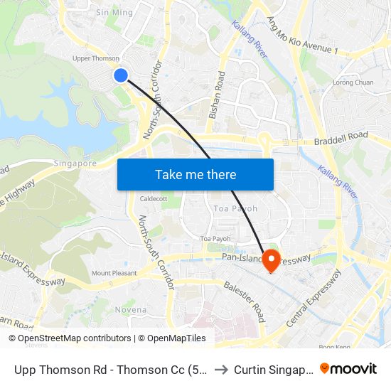 Upp Thomson Rd - Thomson Cc (53039) to Curtin Singapore map