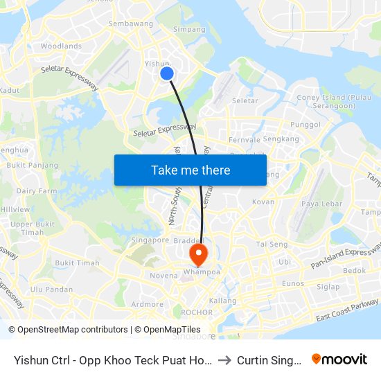 Yishun Ctrl - Opp Khoo Teck Puat Hosp (59349) to Curtin Singapore map
