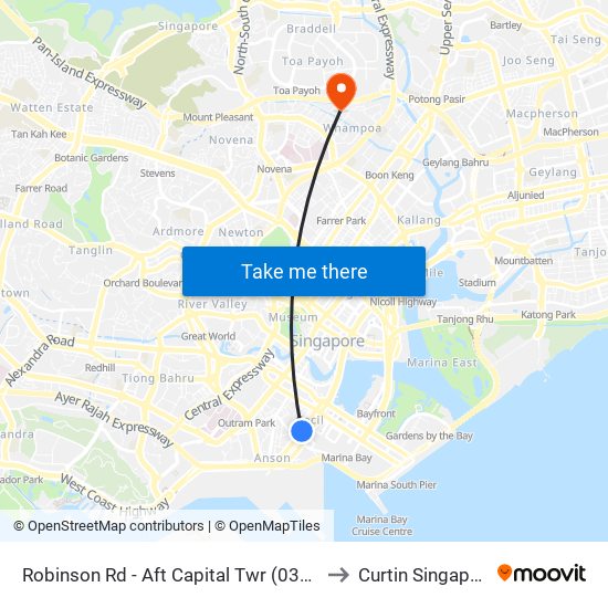 Robinson Rd - Aft Capital Twr (03111) to Curtin Singapore map