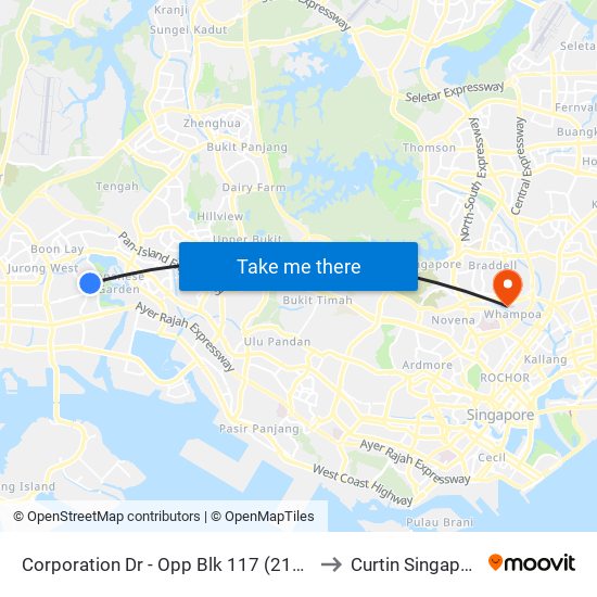 Corporation Dr - Opp Blk 117 (21591) to Curtin Singapore map
