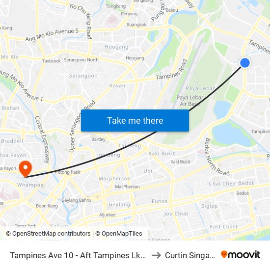 Tampines Ave 10 - Aft Tampines Lk (75319) to Curtin Singapore map