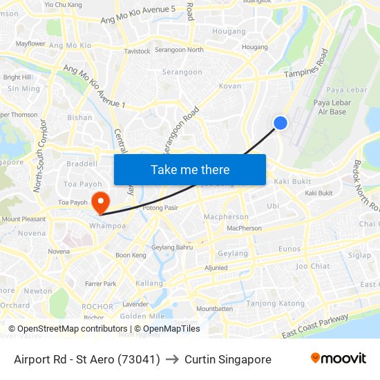 Airport Rd - St Aero (73041) to Curtin Singapore map