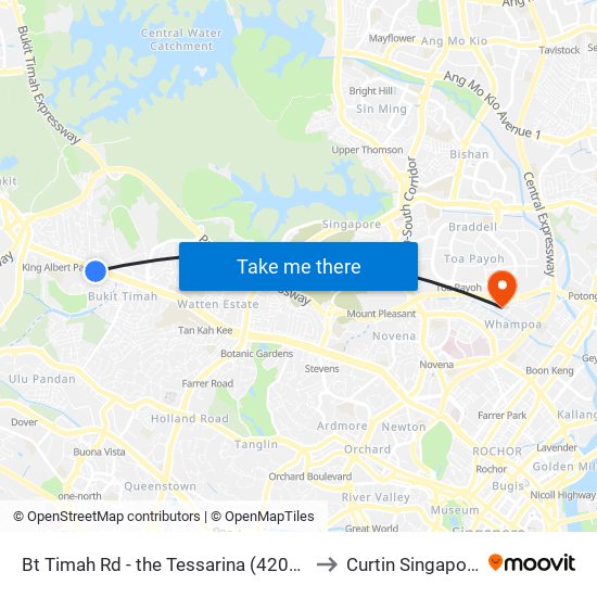 Bt Timah Rd - the Tessarina (42031) to Curtin Singapore map