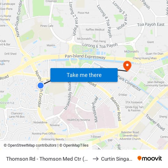 Thomson Rd - Thomson Med Ctr (50051) to Curtin Singapore map