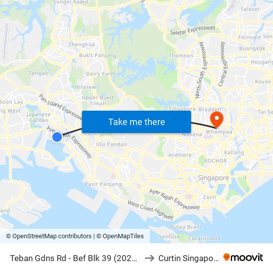 Teban Gdns Rd - Bef Blk 39 (20201) to Curtin Singapore map