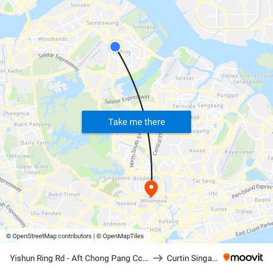 Yishun Ring Rd - Aft Chong Pang Cc (59139) to Curtin Singapore map