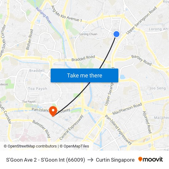 S'Goon Ave 2 - S'Goon Int (66009) to Curtin Singapore map