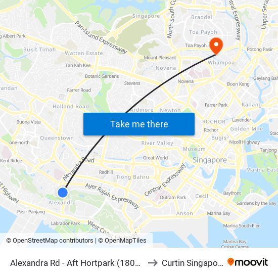 Alexandra Rd - Aft Hortpark (18011) to Curtin Singapore map