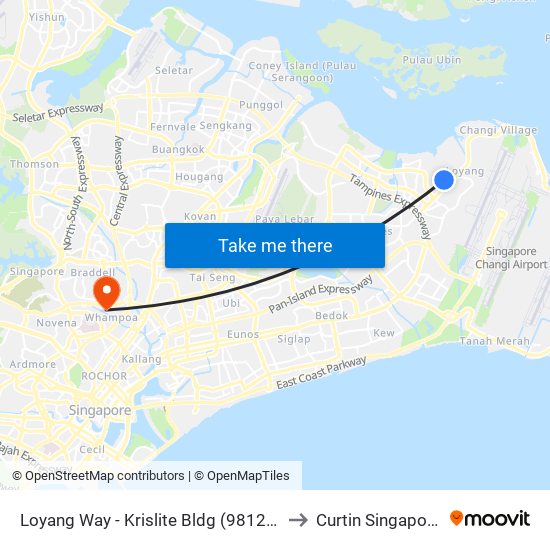 Loyang Way - Krislite Bldg (98121) to Curtin Singapore map