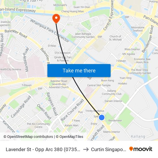 Lavender St - Opp Arc 380 (07359) to Curtin Singapore map