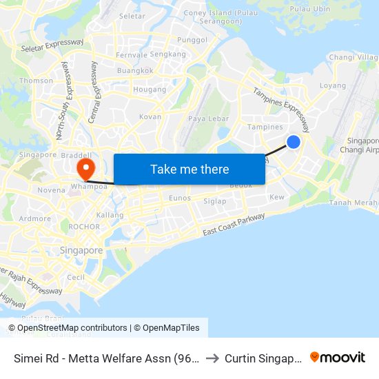 Simei Rd - Metta Welfare Assn (96121) to Curtin Singapore map