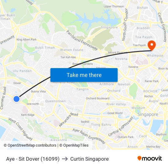 Aye - Sit Dover (16099) to Curtin Singapore map