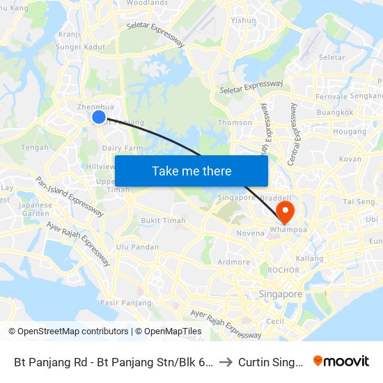 Bt Panjang Rd - Bt Panjang Stn/Blk 604 (44251) to Curtin Singapore map