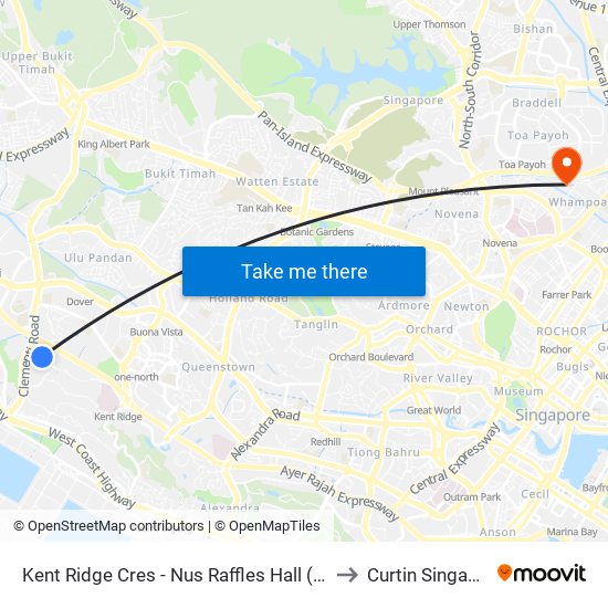 Kent Ridge Cres - Nus Raffles Hall (16169) to Curtin Singapore map