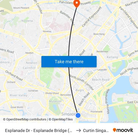 Esplanade Dr - Esplanade Bridge (02111) to Curtin Singapore map