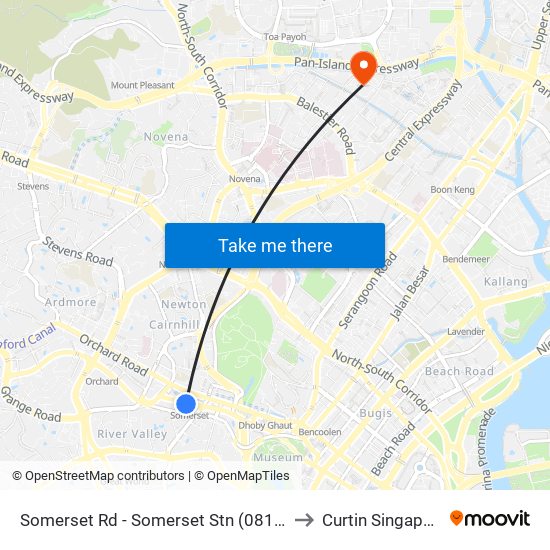 Somerset Rd - Somerset Stn (08121) to Curtin Singapore map