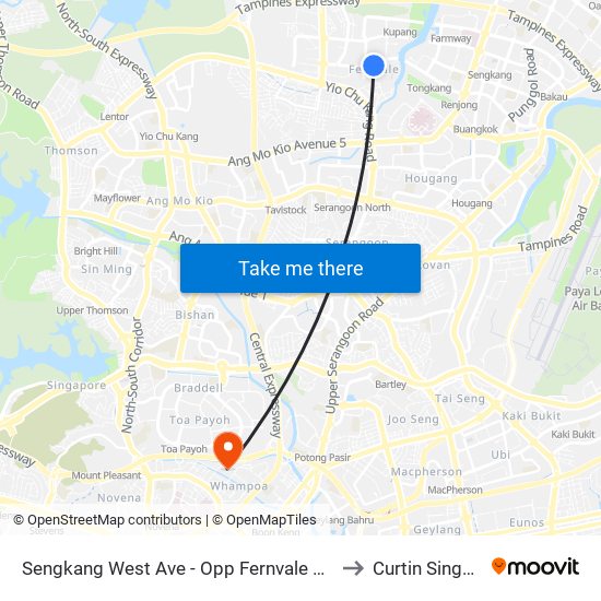 Sengkang West Ave - Opp Fernvale Stn (67489) to Curtin Singapore map