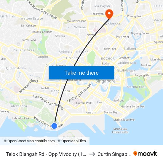 Telok Blangah Rd - Opp Vivocity (14119) to Curtin Singapore map