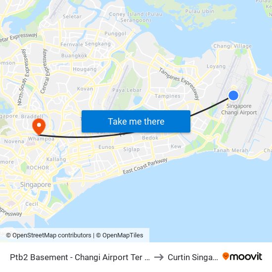 Ptb2 Basement - Changi Airport Ter 2 (95129) to Curtin Singapore map