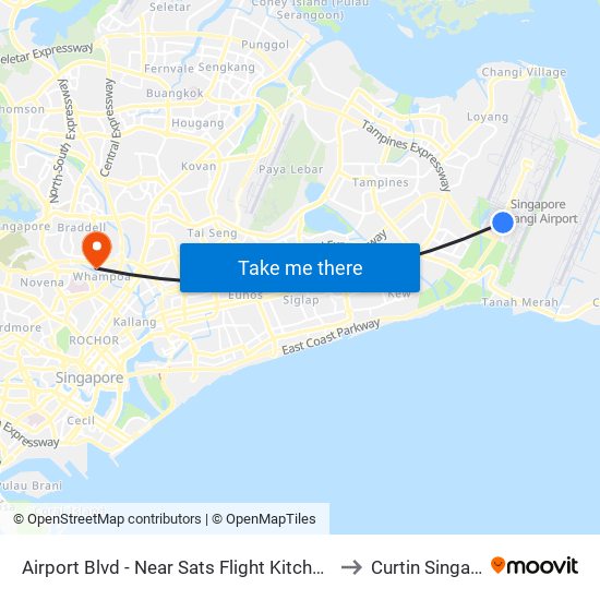 Airport Blvd - Near Sats Flight Kitchen (95159) to Curtin Singapore map