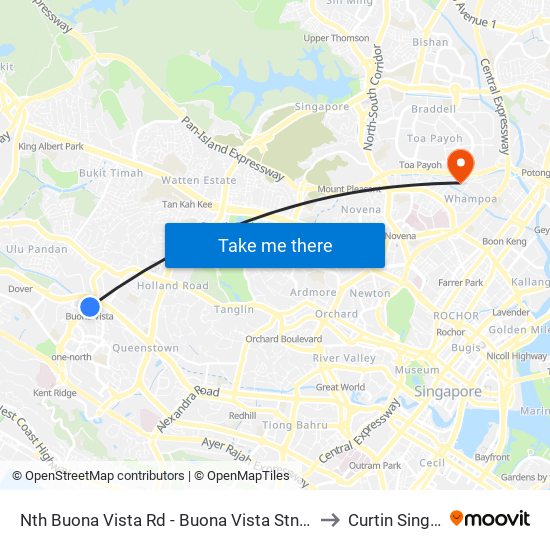 Nth Buona Vista Rd - Buona Vista Stn Exit C (11361) to Curtin Singapore map