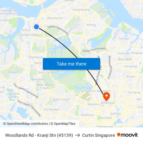 Woodlands Rd - Kranji Stn (45139) to Curtin Singapore map