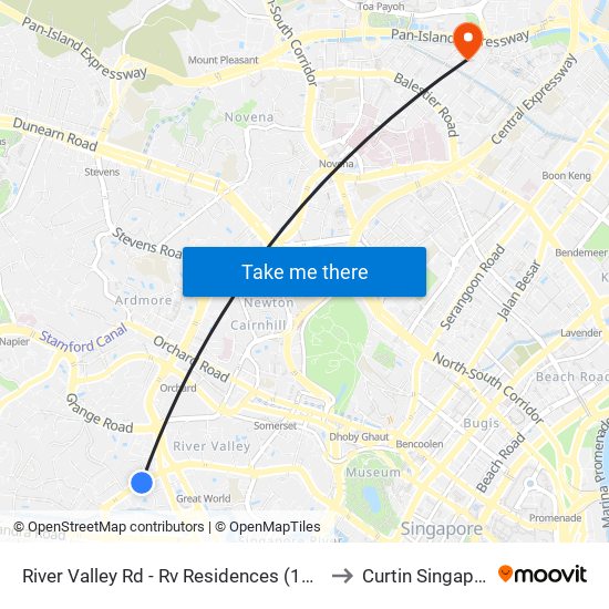 River Valley Rd - Rv Residences (13069) to Curtin Singapore map