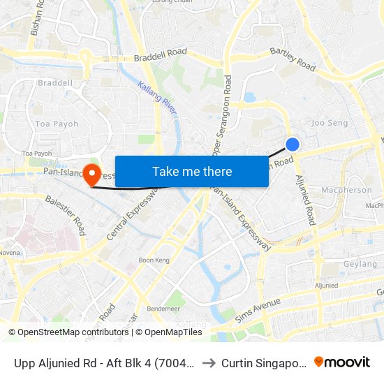 Upp Aljunied Rd - Aft Blk 4 (70049) to Curtin Singapore map