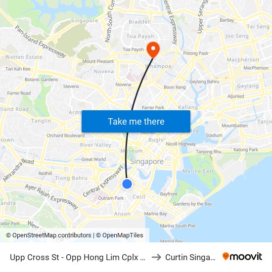 Upp Cross St - Opp Hong Lim Cplx (05131) to Curtin Singapore map