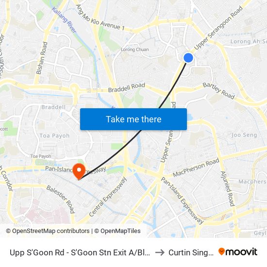 Upp S'Goon Rd - S'Goon Stn Exit A/Blk 413 (62139) to Curtin Singapore map