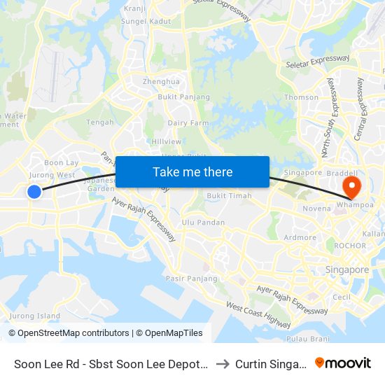 Soon Lee Rd - Sbst Soon Lee Depot (22191) to Curtin Singapore map