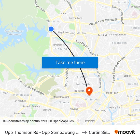 Upp Thomson Rd - Opp Sembawang Hills Fc (56021) to Curtin Singapore map