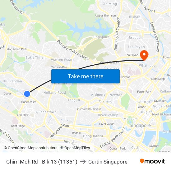 Ghim Moh Rd - Blk 13 (11351) to Curtin Singapore map