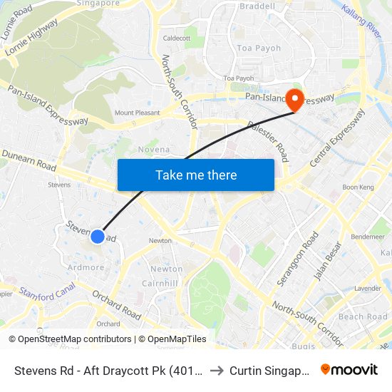 Stevens Rd - Aft Draycott Pk (40191) to Curtin Singapore map