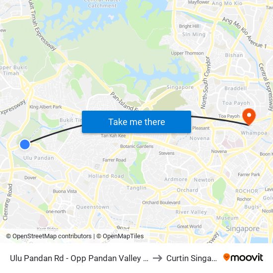 Ulu Pandan Rd - Opp Pandan Valley  (12049) to Curtin Singapore map